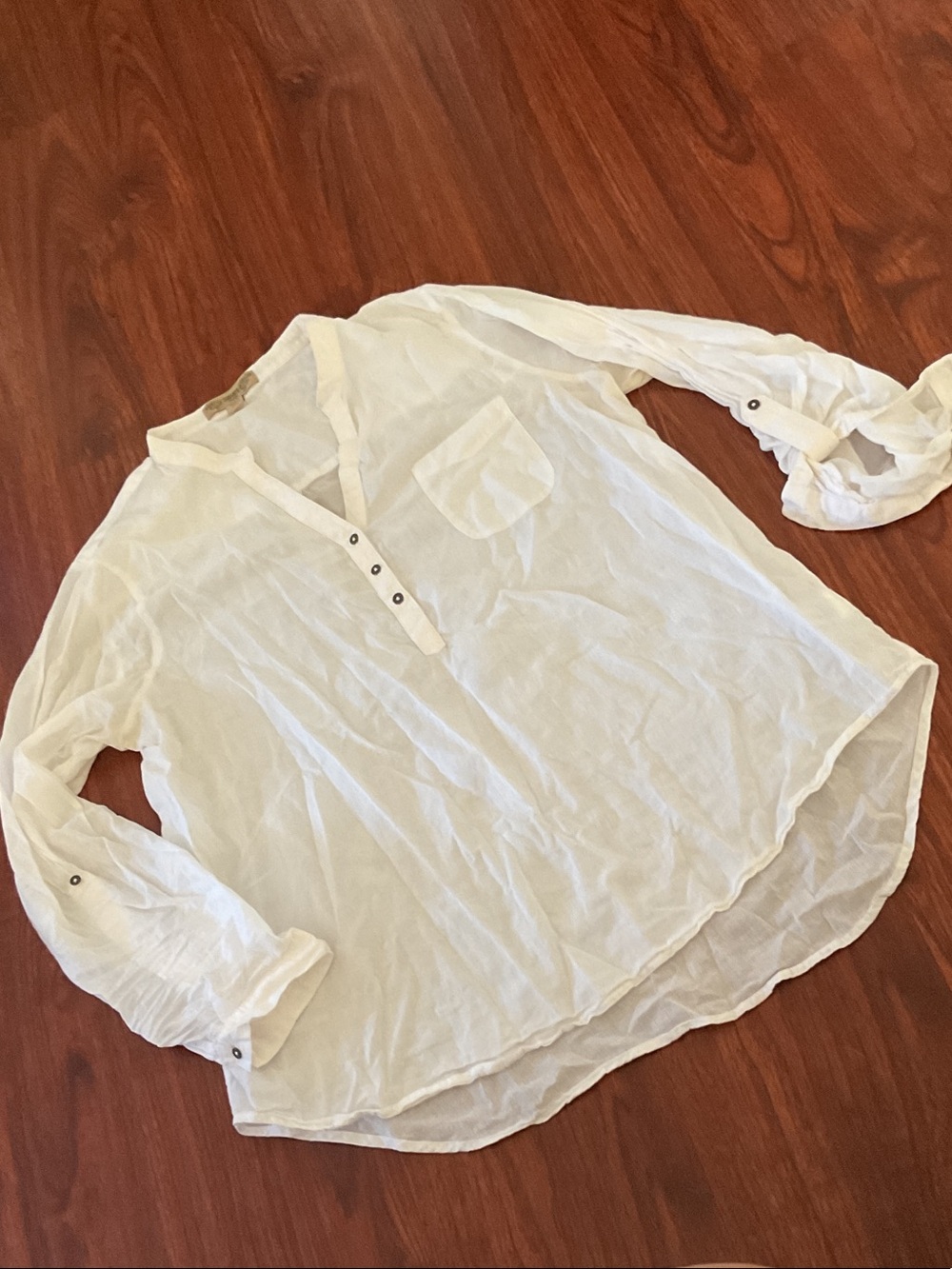 Vintage America White Lightweight Semi-Sheer Top w 2 ways to wear the sleeves